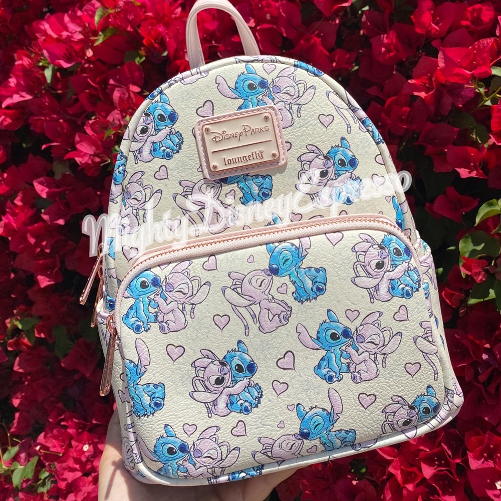 Loungefly stitch and angel valentines hearts mini backpack